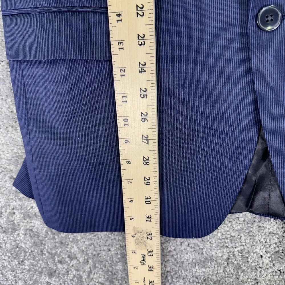 Calvin Klein Suit Jacket Mens 44 Blue Slim Fit Wool Striped Business Formal